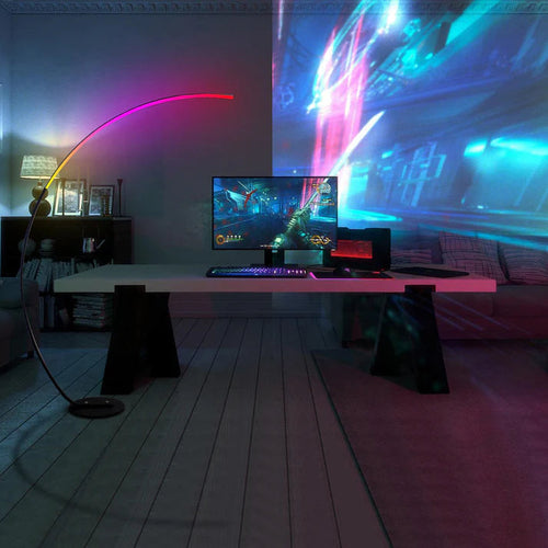 Modern RGBW Curved Floor Lamp | Sleek Ambient Lighting for Home