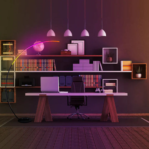 Modern RGBW Curved Floor Lamp | Sleek Ambient Lighting for Home