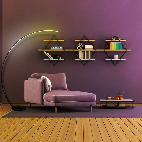 Modern RGBW Curved Floor Lamp | Sleek Ambient Lighting for Home