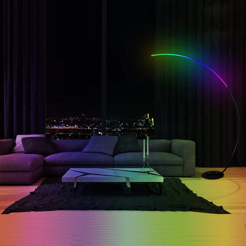 Modern RGBW Curved Floor Lamp | Sleek Ambient Lighting for Home